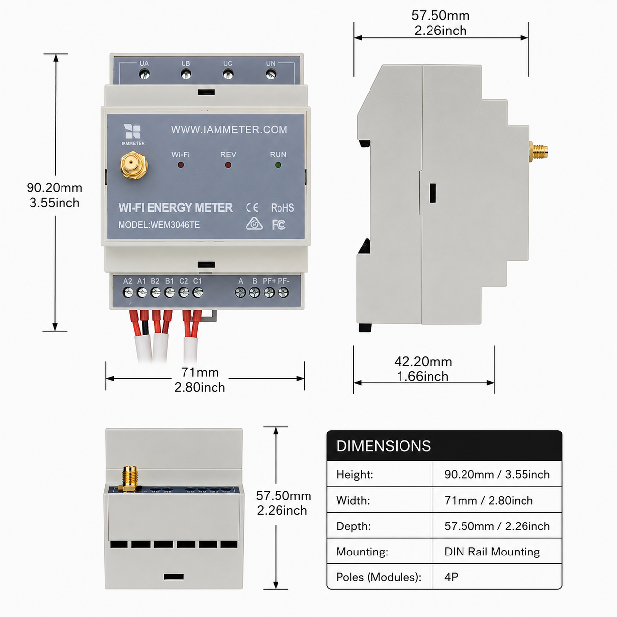 WEM3046TE Dimensions