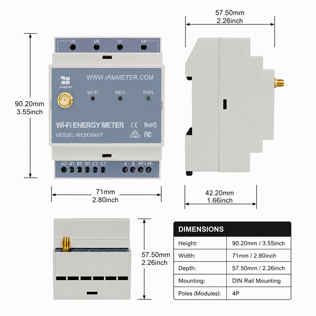 WEM3046T Dimensions