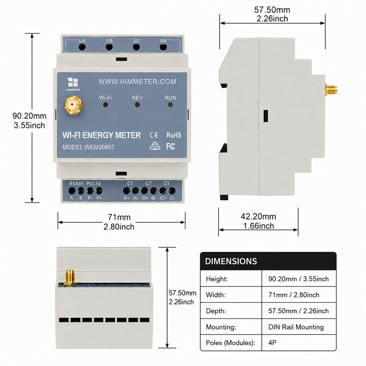 WEM3080T Dimensions
