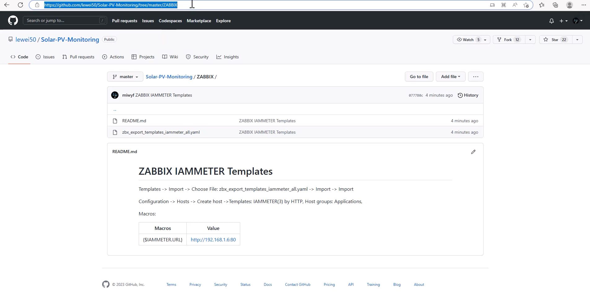 gihub template for IAMMETER and zabbix
