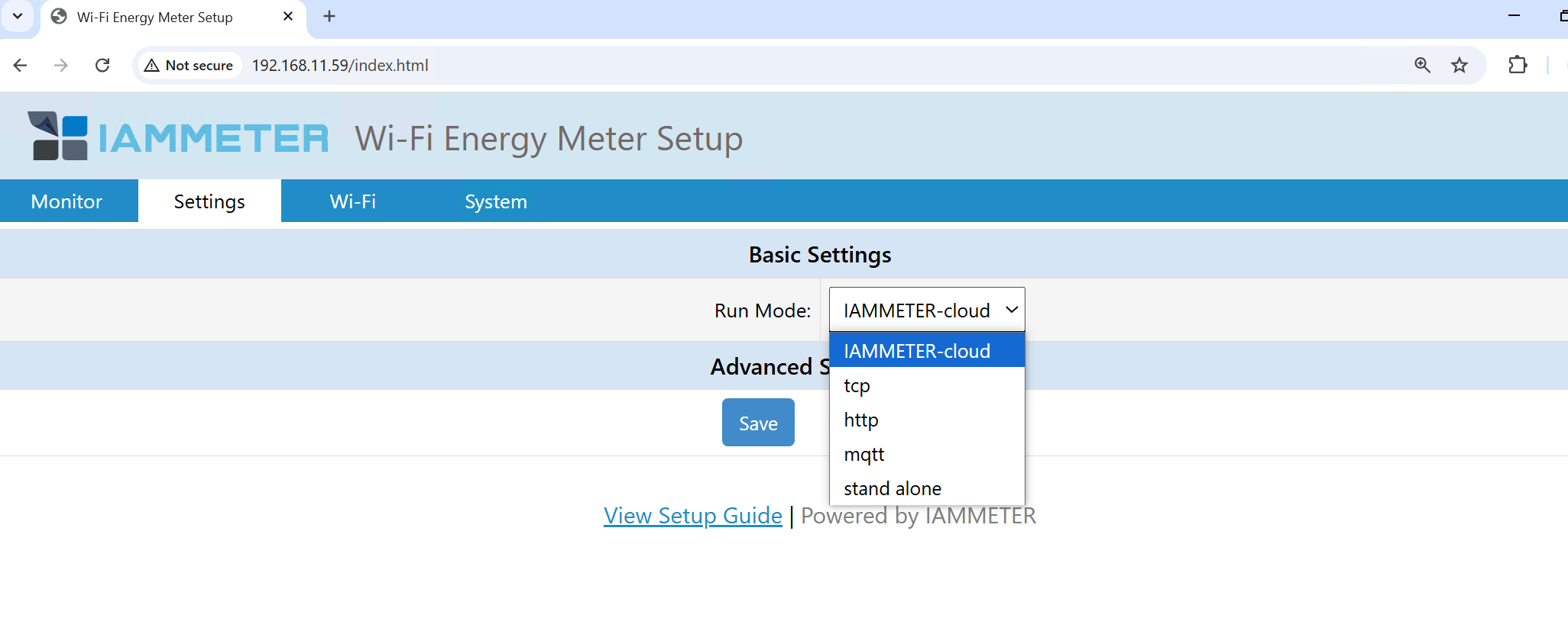 Settings Page