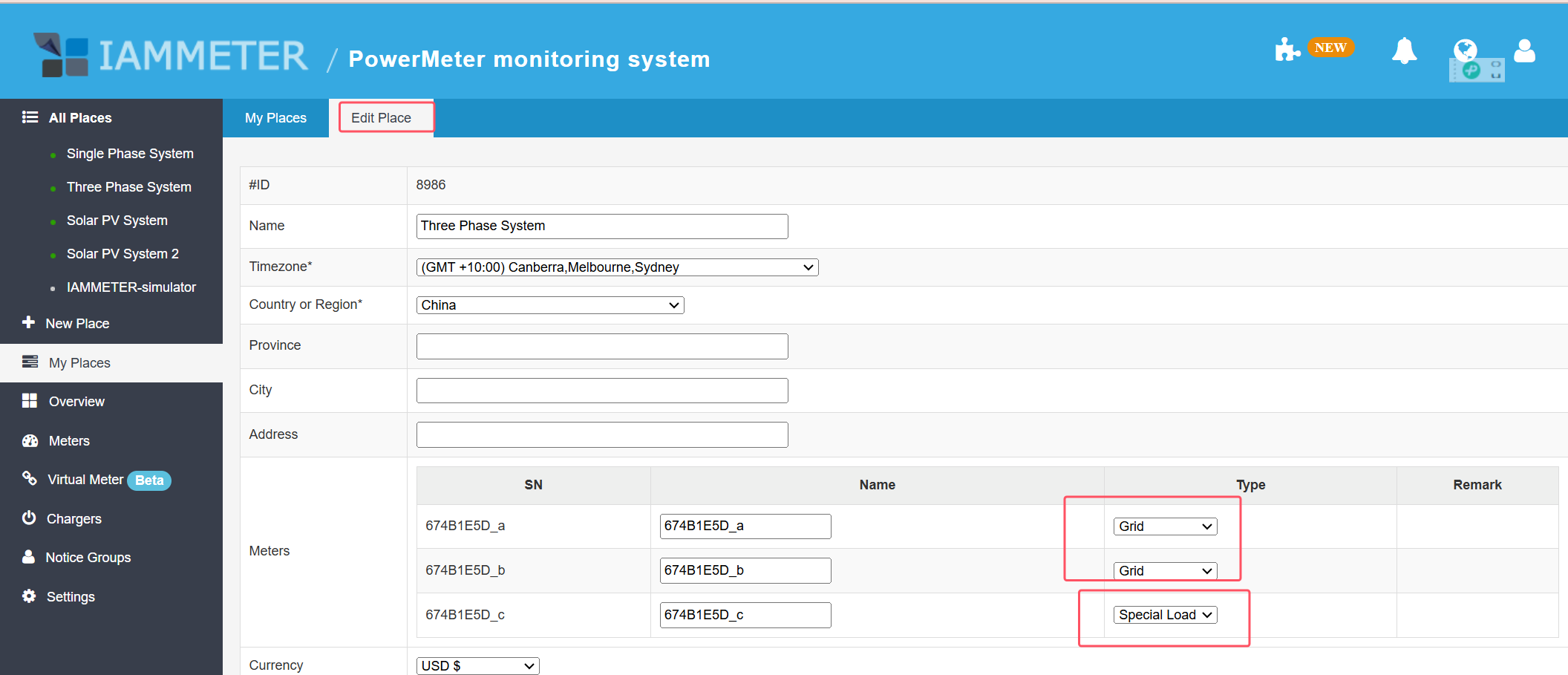 Configure the meter type of "load" for the tank boiler