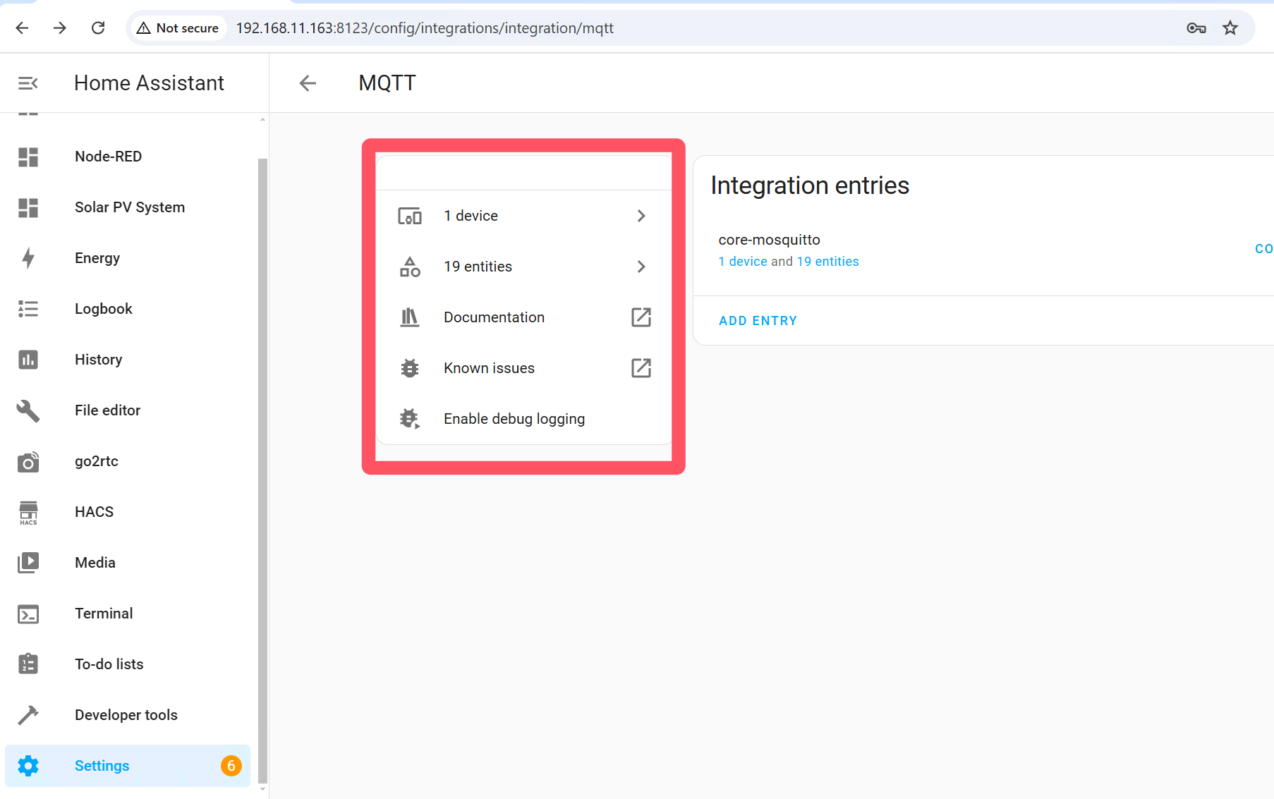 The energy is discovered by the MQTT discovery in Home Assistant