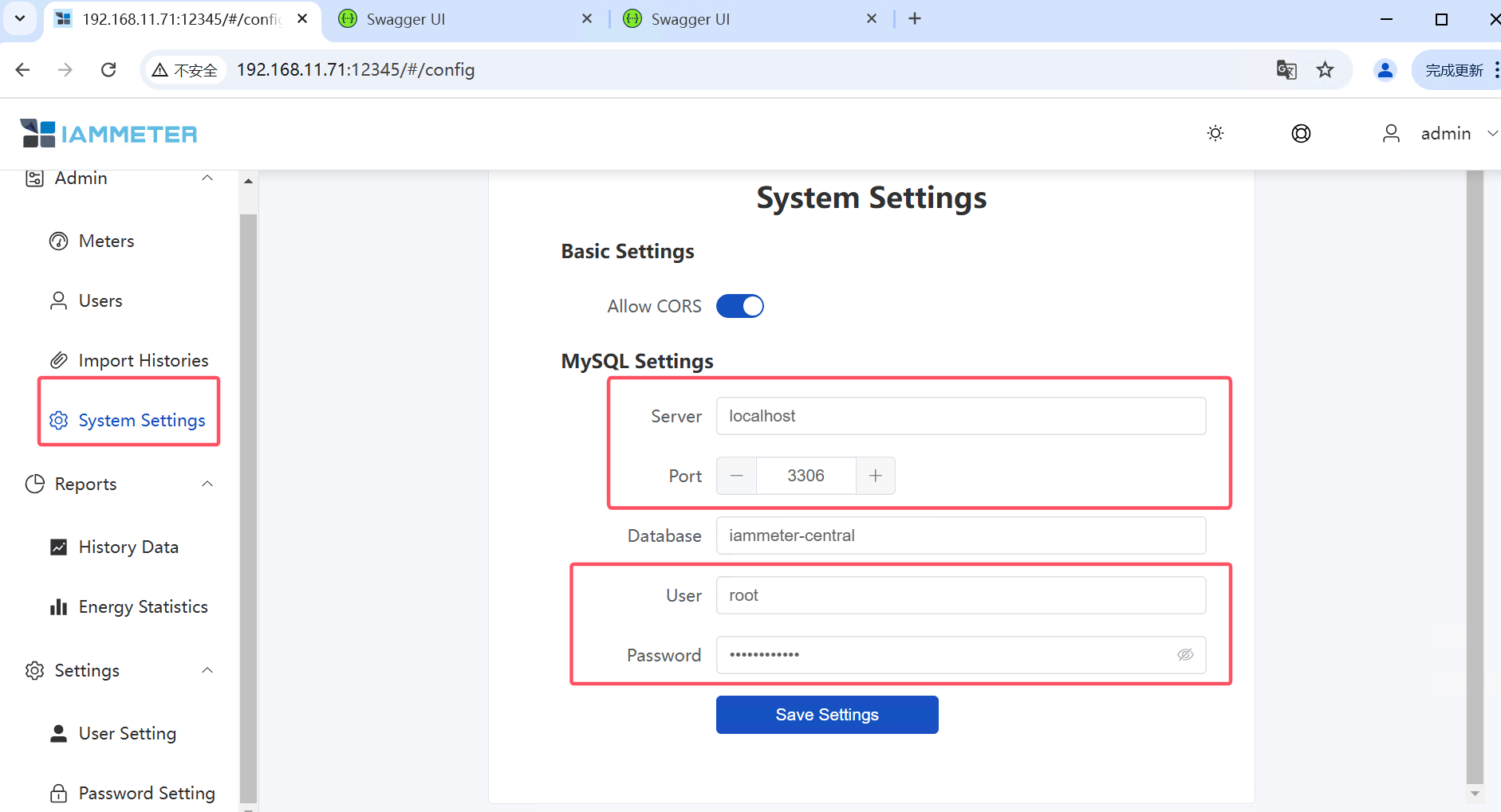 Configure the DB