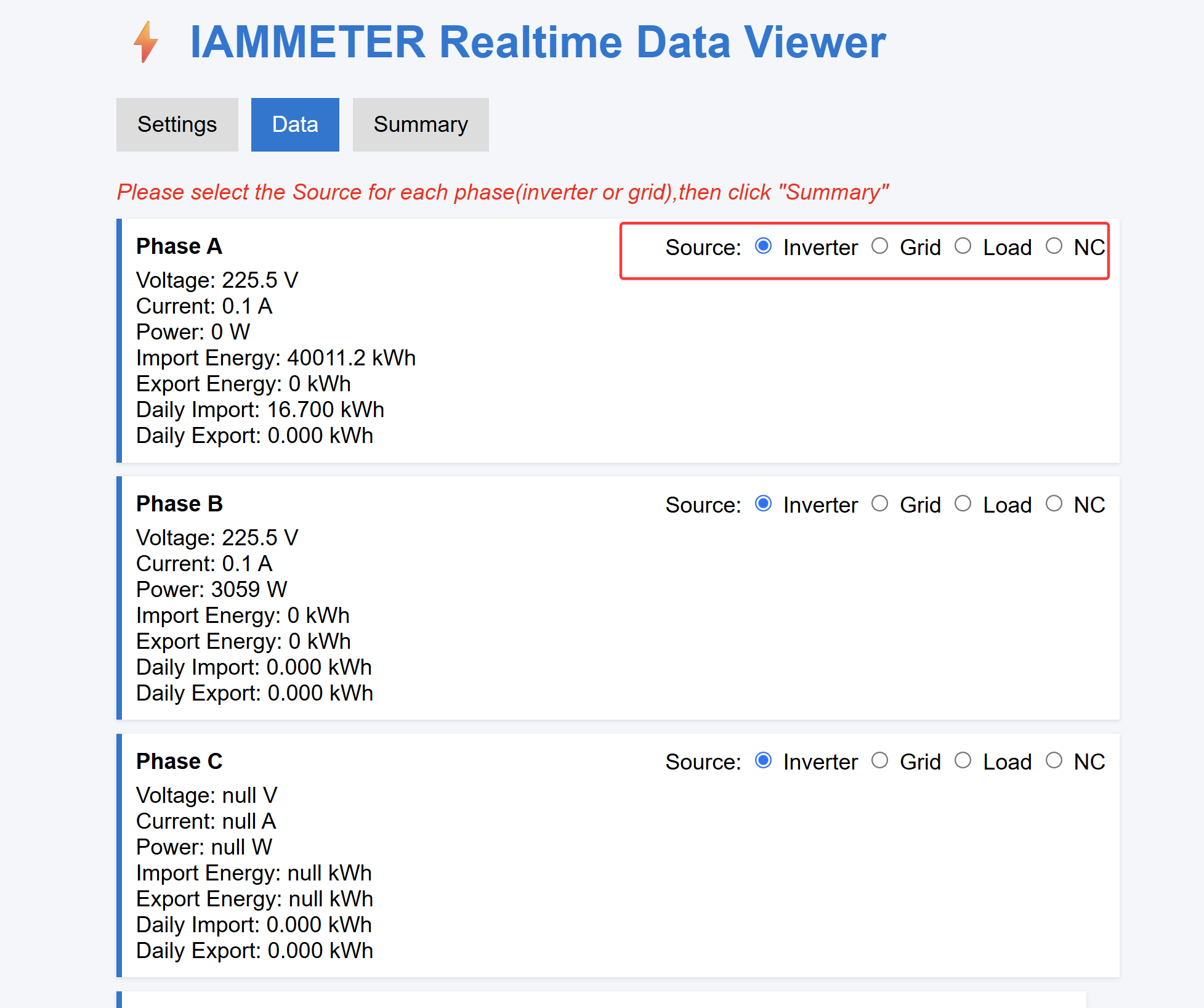 data tab