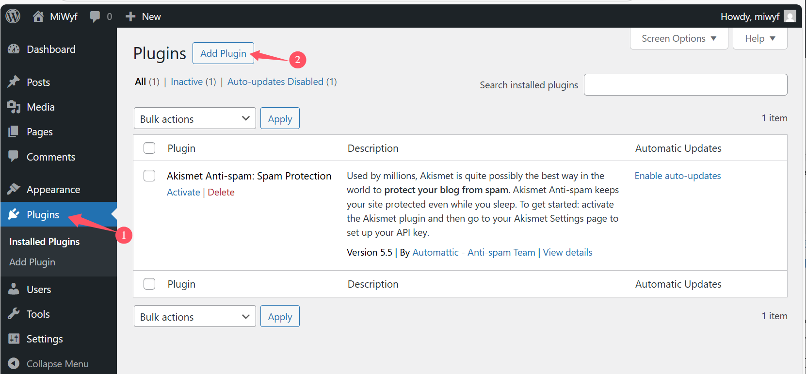 Upload IAMMETER plugin from WordPress admin dashboard