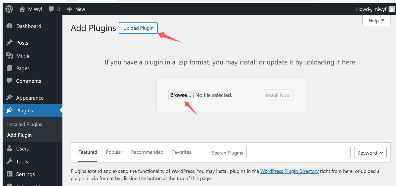 Select IAMMETER plugin ZIP file for upload