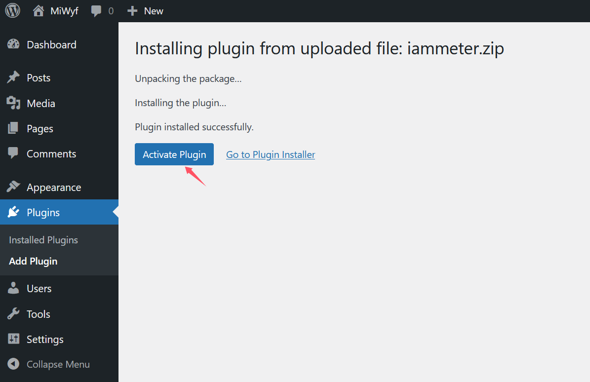 Activate IAMMETER plugin in WordPress