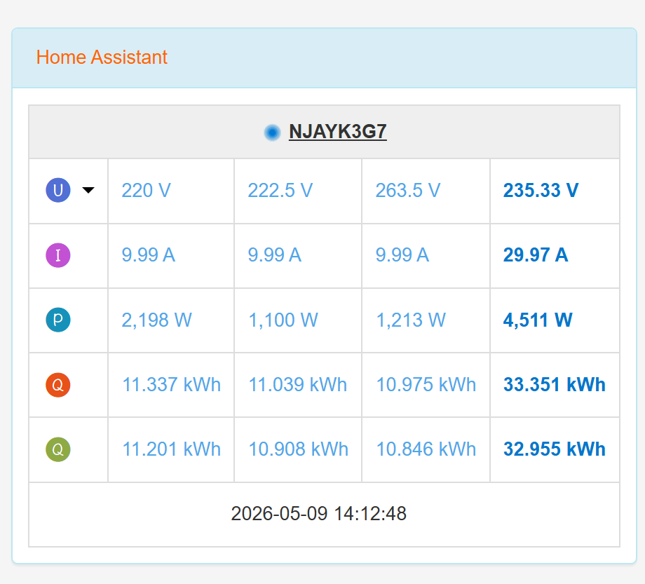 IAMMETER Cloud dashboard showing uploaded data from the configured Virtual Meter