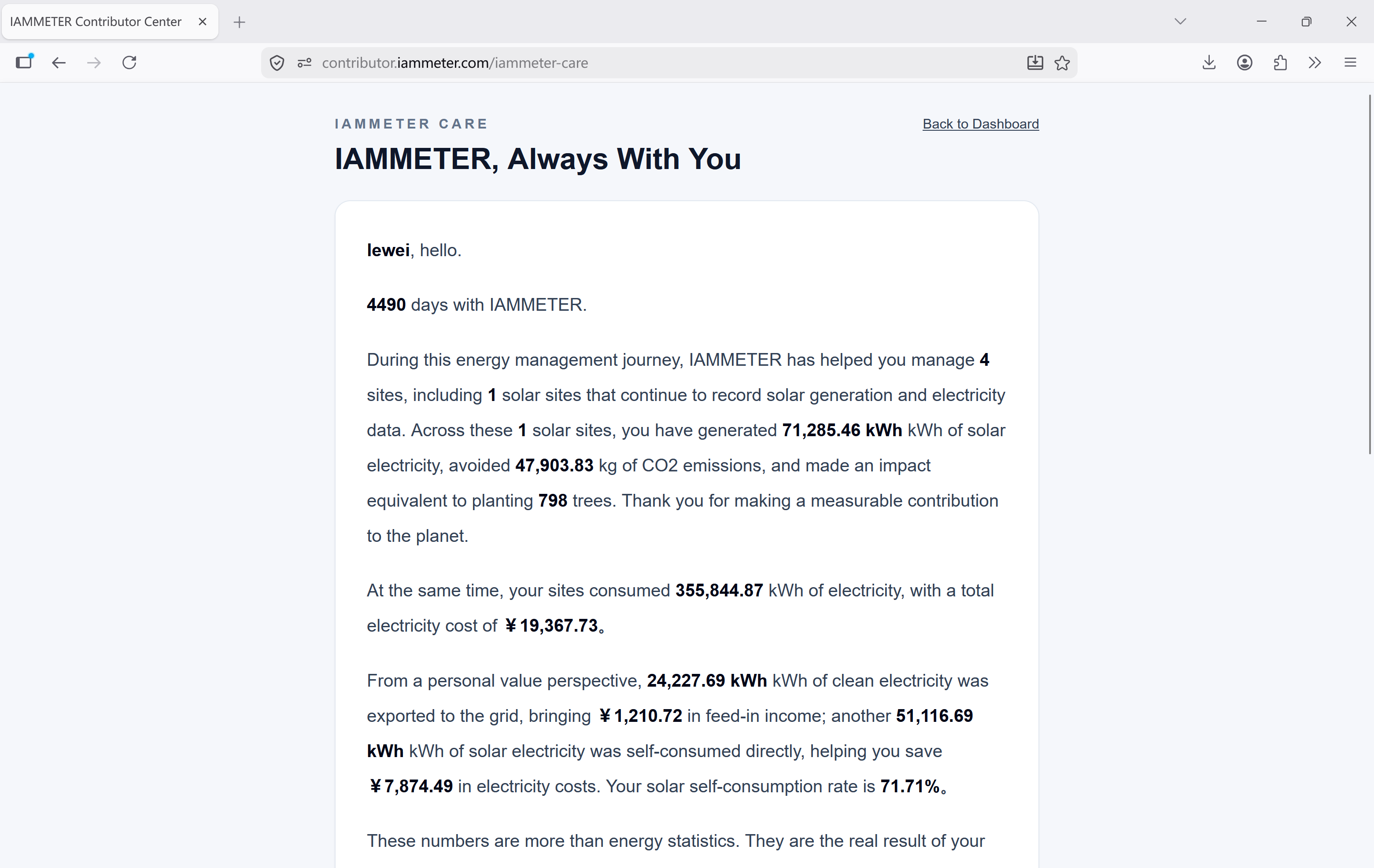 IAMMETER contributor center share card overview