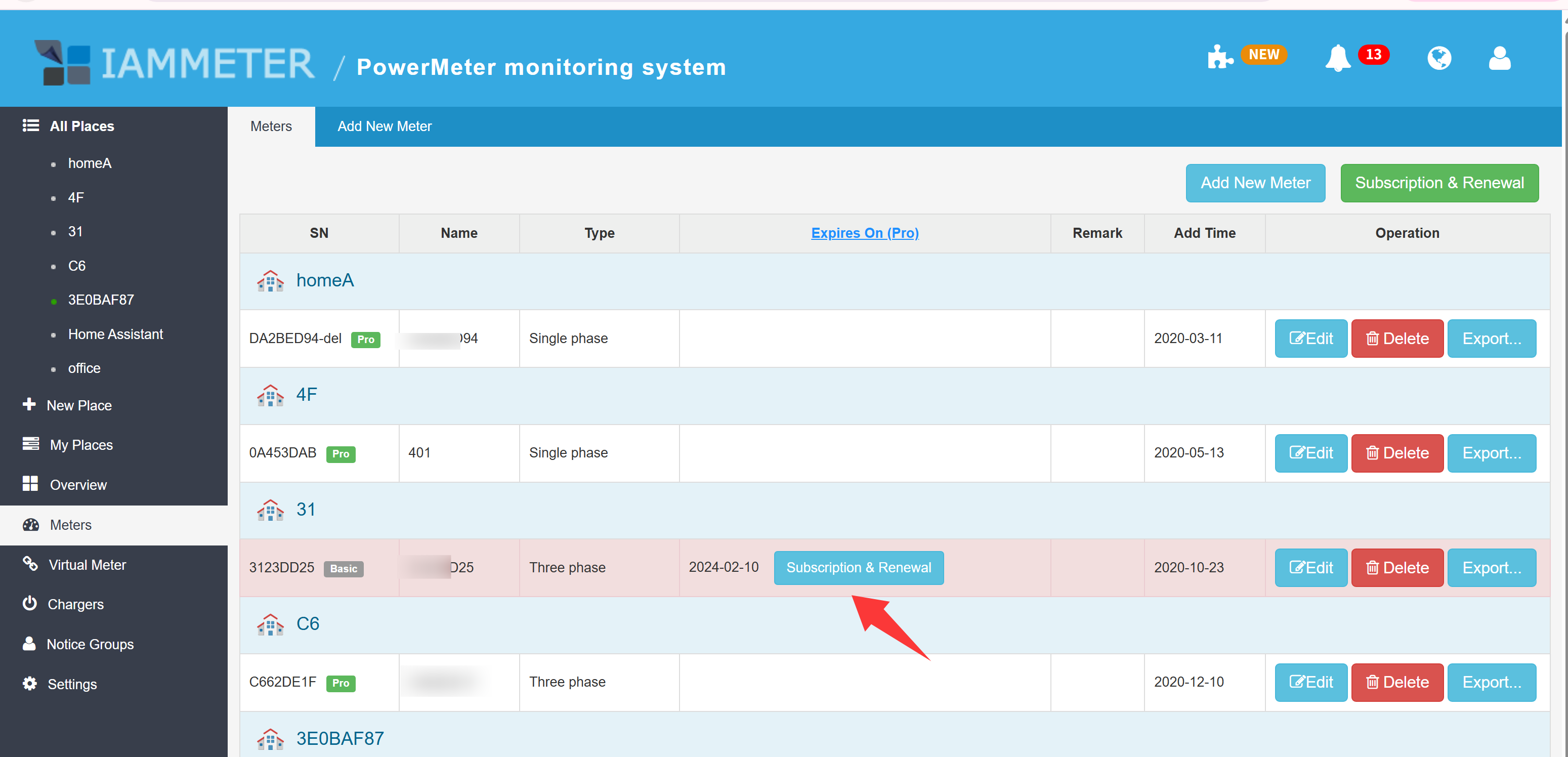 IAMMETER Cloud Pro subscription payment with reward points