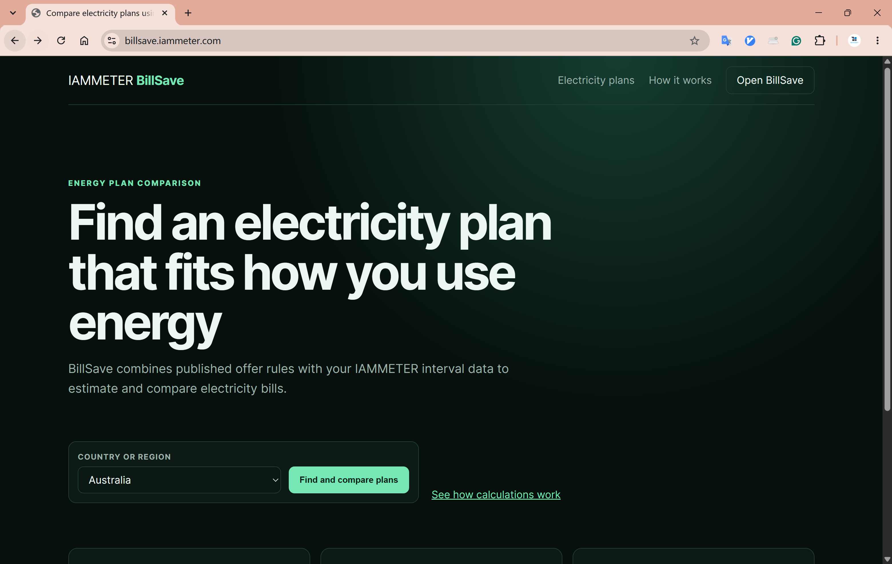 Select a country in IAMMETER BillSave